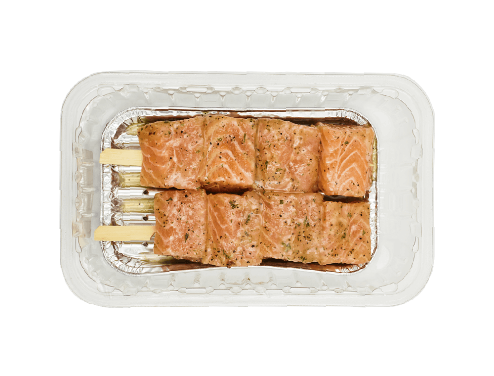 Brochettes de saumon marinées aux fines herbes (2 x ± 150 g)