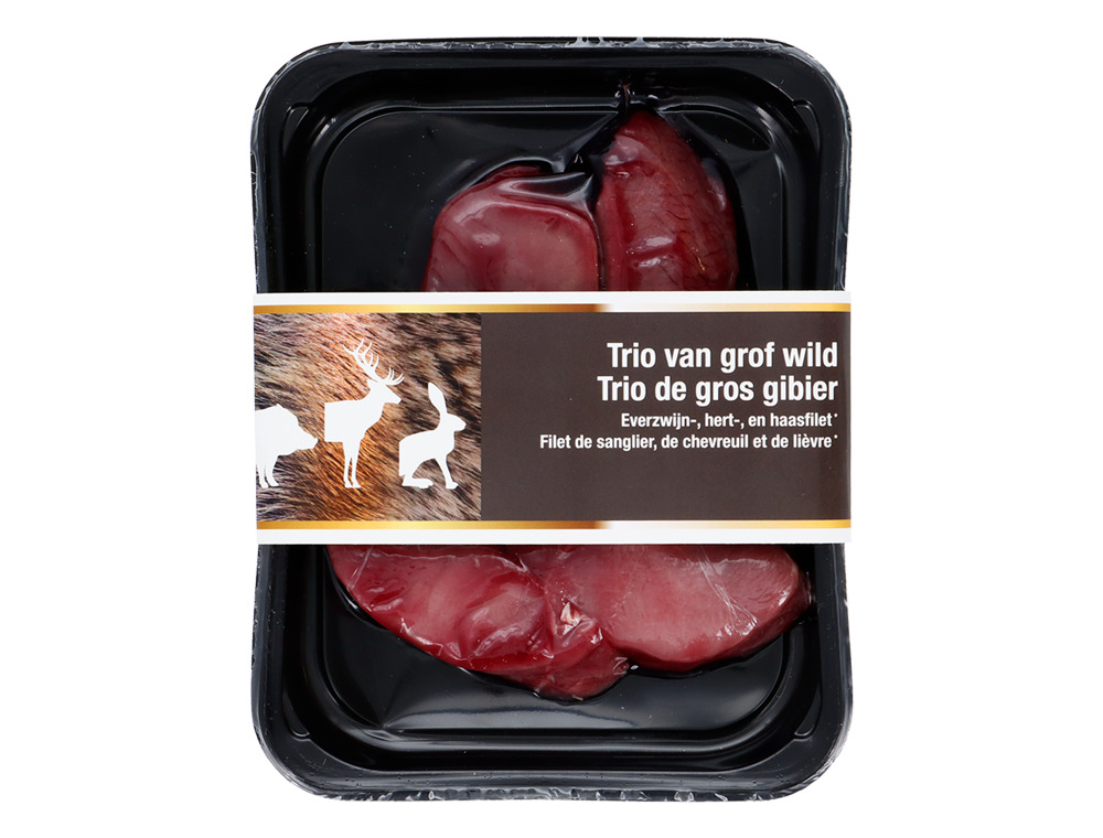 Trio de gibier (filet de sanglier, chevreuil et lièvre) ( ± 350 g)