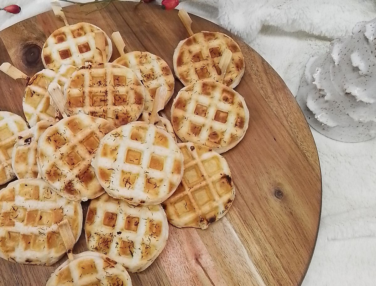 Gaufre fourrée au saumon et au Boursin