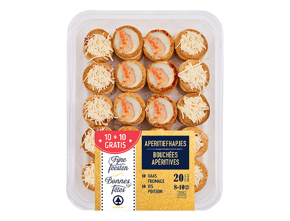Bouchées apéritives (10+10 gratuites) : fromage et écrevisses