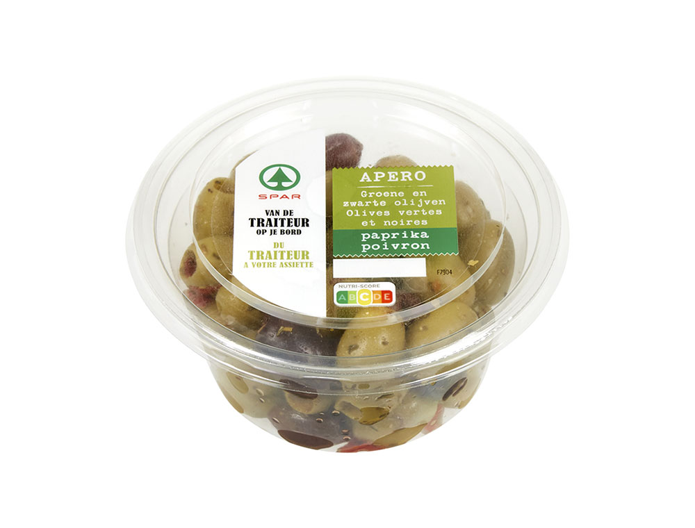 Olives vertes et noires aux poivrons (150 g)